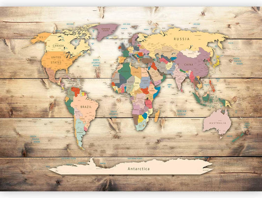 artgeist Premium Wall Mural World Map 118x83 in - XXL Non-Woven Wallpaper Fleece Wall Decor Photo Print Picture Image Design Home Map of The World k-B-0009-a-b