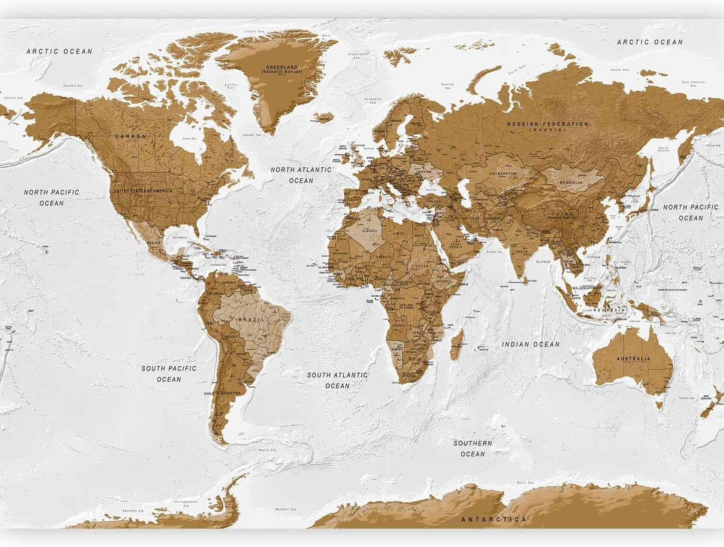 artgeist Premium Wall Mural World Map 157x110 in - XXL Non-Woven Wallpaper Fleece Wall Decor Photo Print Picture Image Design Home Map of The World k-A-0093-a-a