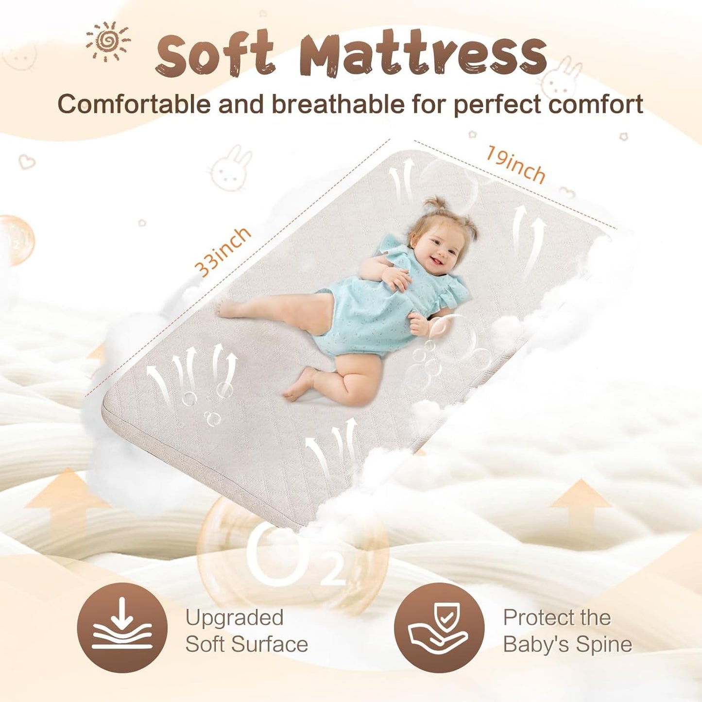 Baby Bassinet Bedside Sleeper for Baby,Bedside Bassinet with Wheels and Storage Basket, 6 Height Adjustable Bedside Crib(Upgrade Pink)