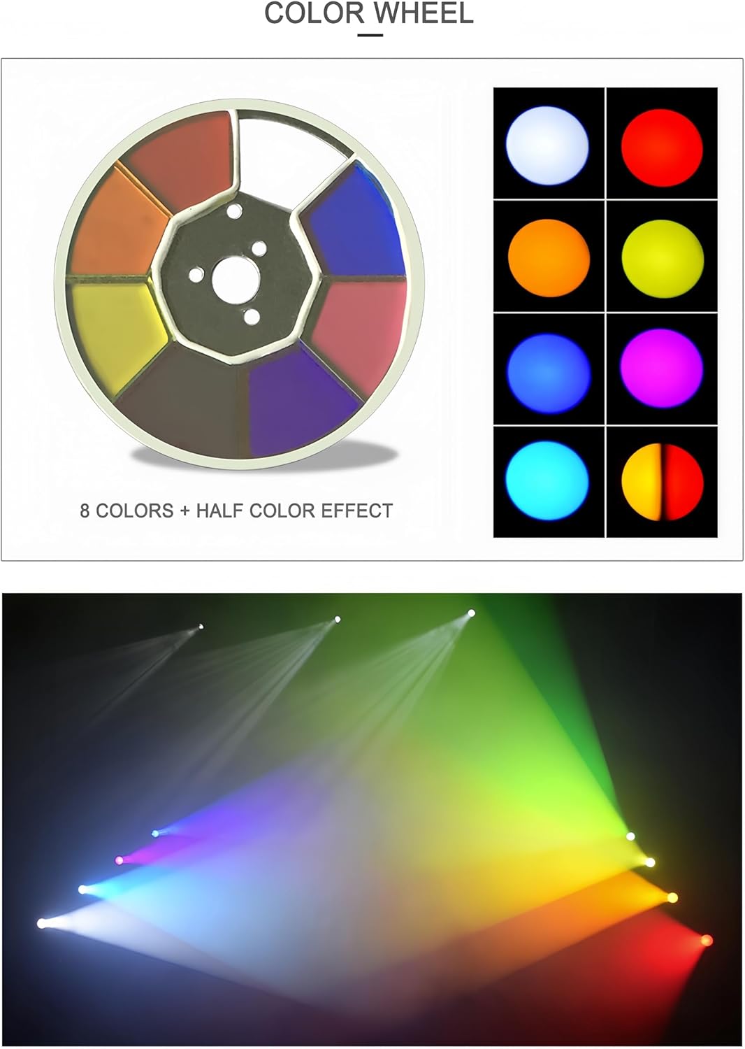 DJCLUB Stage Lights LED Mini Moving Head DJ Light Lyre Projection 60W DJ Spot Lights with 7 Colors 8 Gobos Spotlight DMX 512 with Sound Activated for Disco Home Party Wedding Nightclub