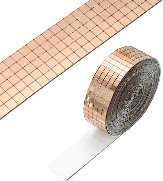 PATIKIL 5x5mm Self Adhesive Mirrors Mosaic Tiles, 3600 Pcs Square Mini Glass Mosaic Disco Tile Sticker for DIY Craft Disco Ball Party Decoration, Rose Gold