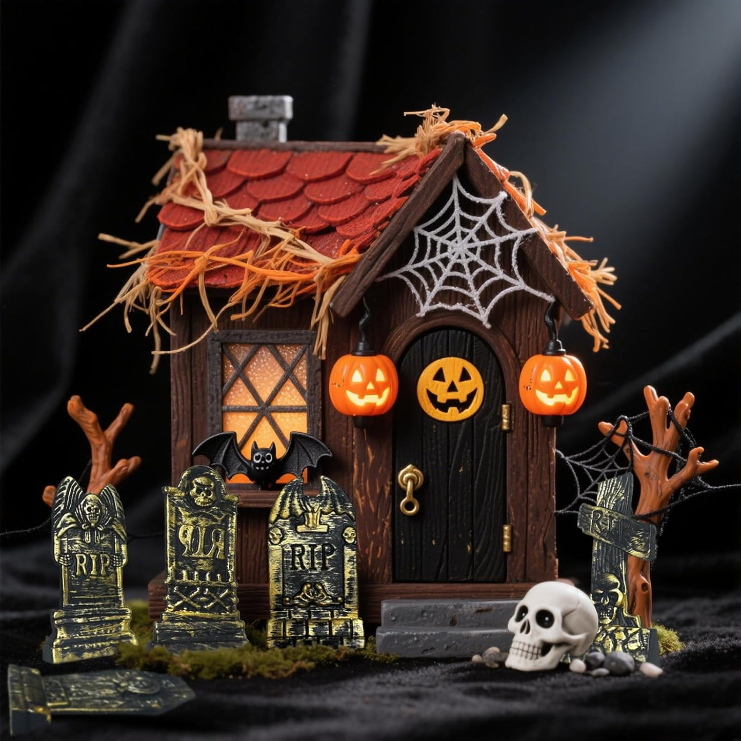 20Pcs Halloween Mini Tombstones Figurines, Plastic Miniature Tombstones Set Mini Gravestones Halloween Decorations for Miniature Graveyard Scene Haunted House DIY Crafts
