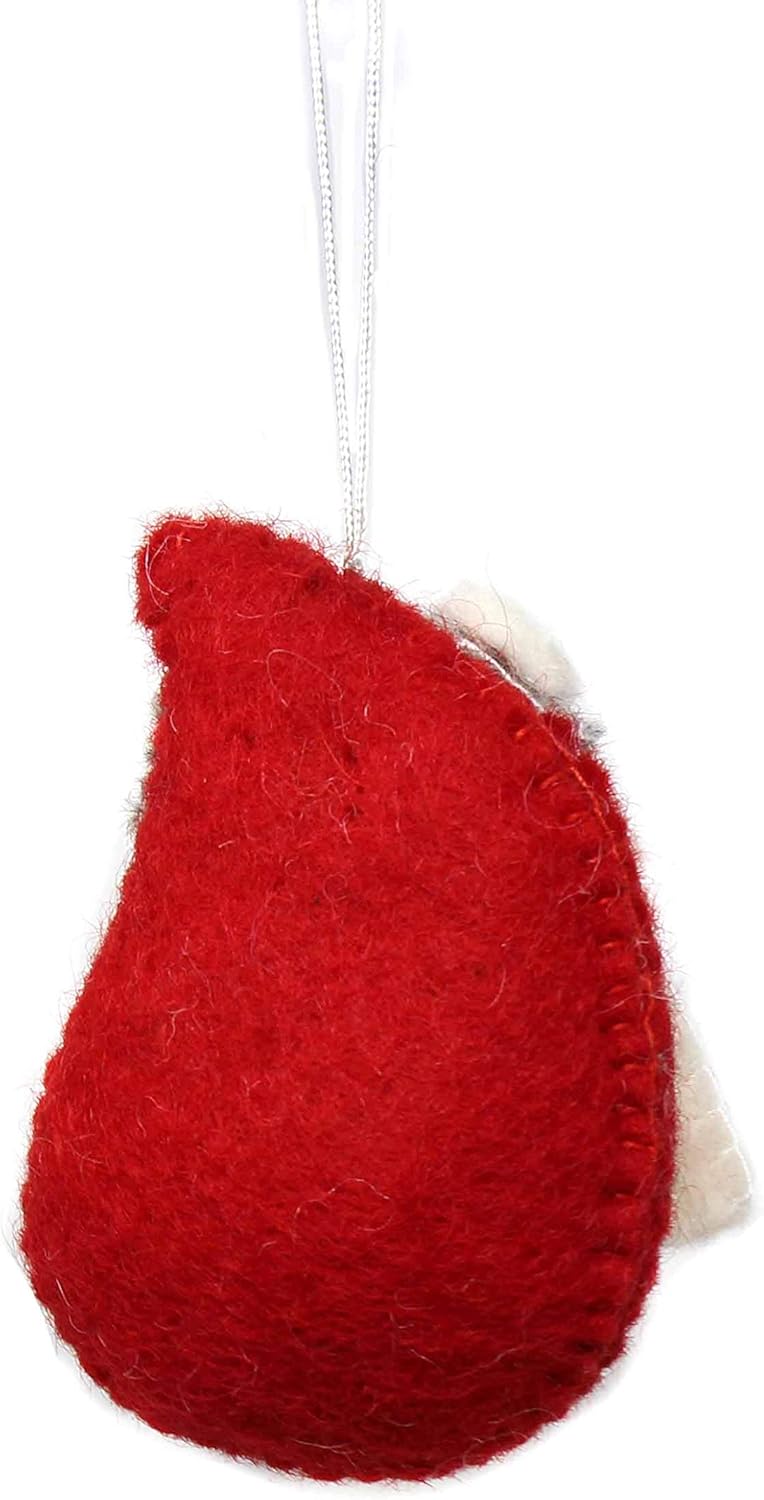 Hand Crafted Wool Felt Christmas or Winter Ornaments from Nepal, Santa (GLG60037-01)