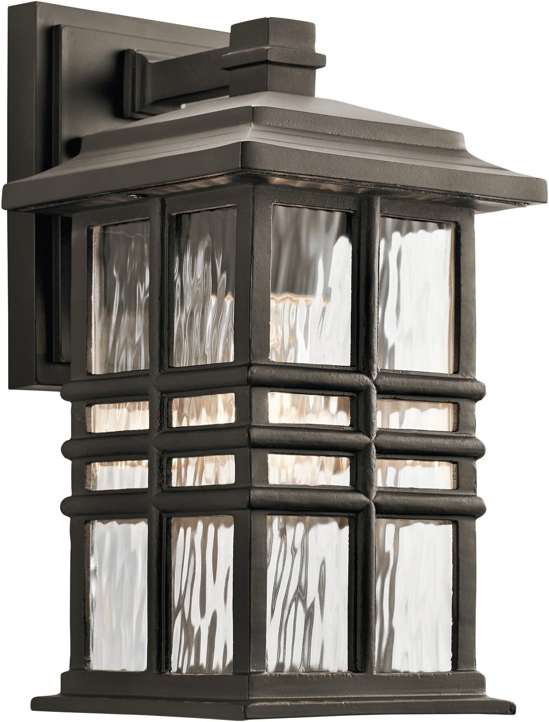 Beacon Square 12" 1 Light Outdoor Wall Light with Clear Hammered Glass in Olde Bronze®