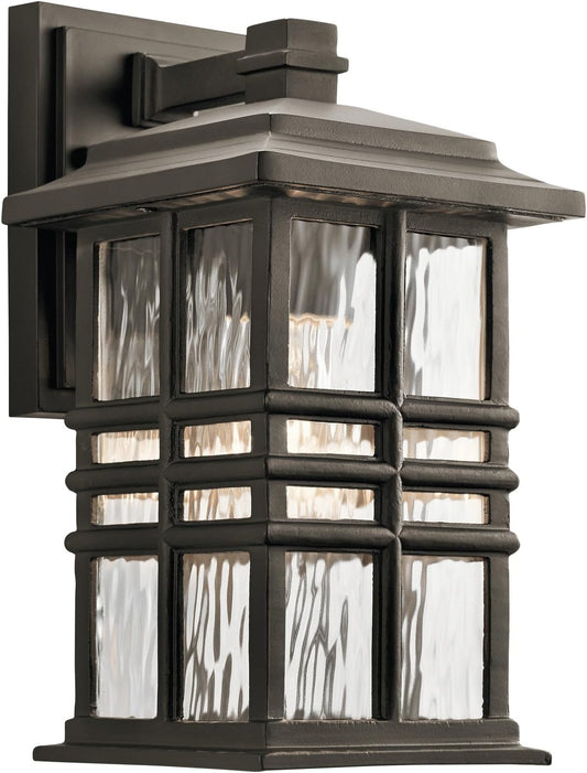 Beacon Square 12" 1 Light Outdoor Wall Light with Clear Hammered Glass in Olde Bronze®