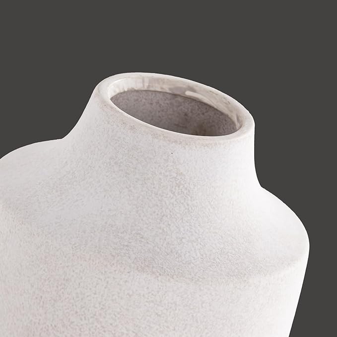 Mitt&Ditt Ceramic Flower Vase, 7.5 inch Off-White Farmhouse Rustic Vase, Handcrafted Weathered Pottery Vases, Small Flower Terracotta Vases for Home Decor, Living Room, Table, Shelf
