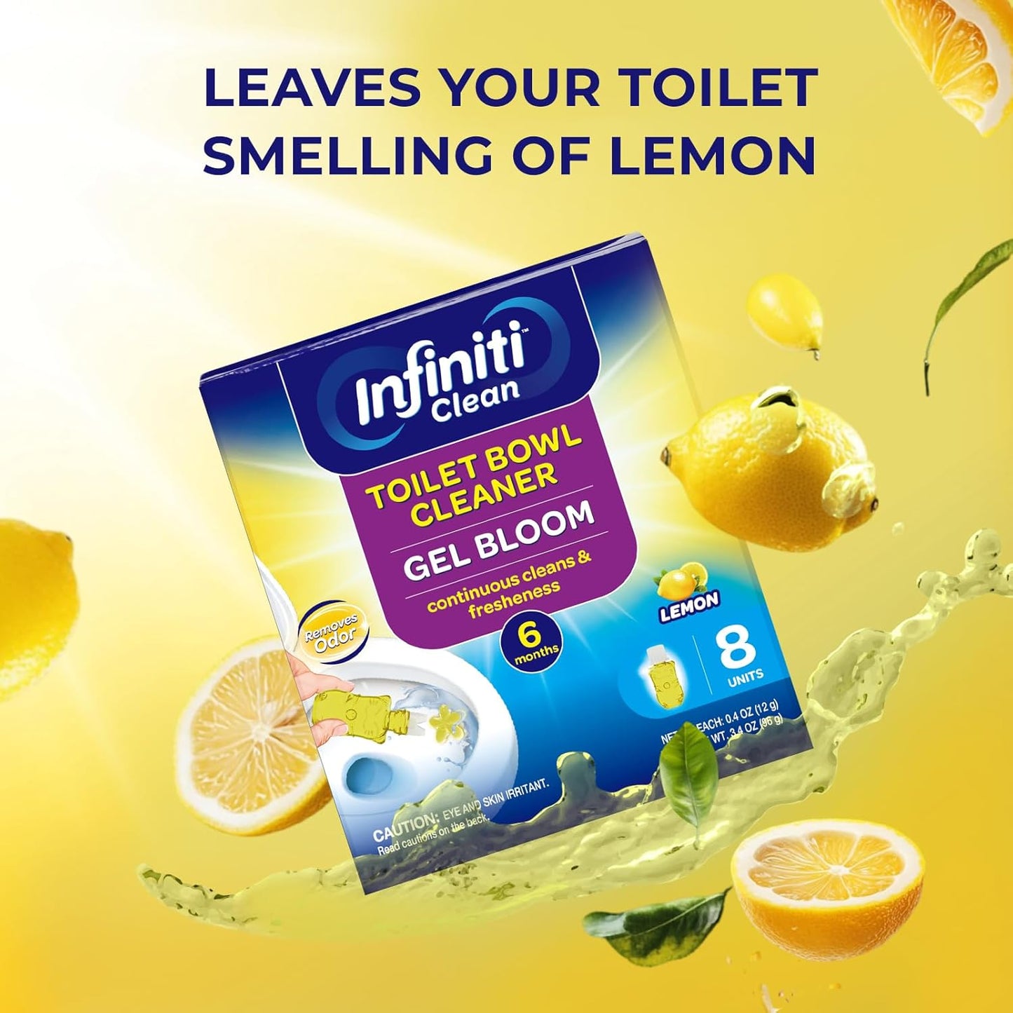 Toilet Gel Stamp - 8 Packs Toilet Bowl Cleaner Gel with Automatic Click, Freshener for Toilet Maintenance, 3.4oz, 6 Month Supply (Lemon)