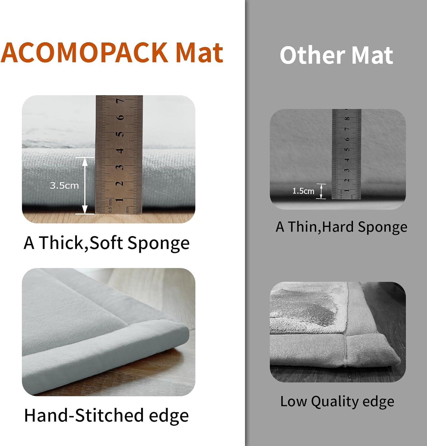 ACOMOPACK Baby Play Mat for Floor,1.3" Thick Memory Foam Area Rug for Living Room,Soft Velvet Crawling with Non-Slip Bottom for Kid,Toddler,59"×71" Tummy Time Nursery Rugs,Yoga（Light Grey）