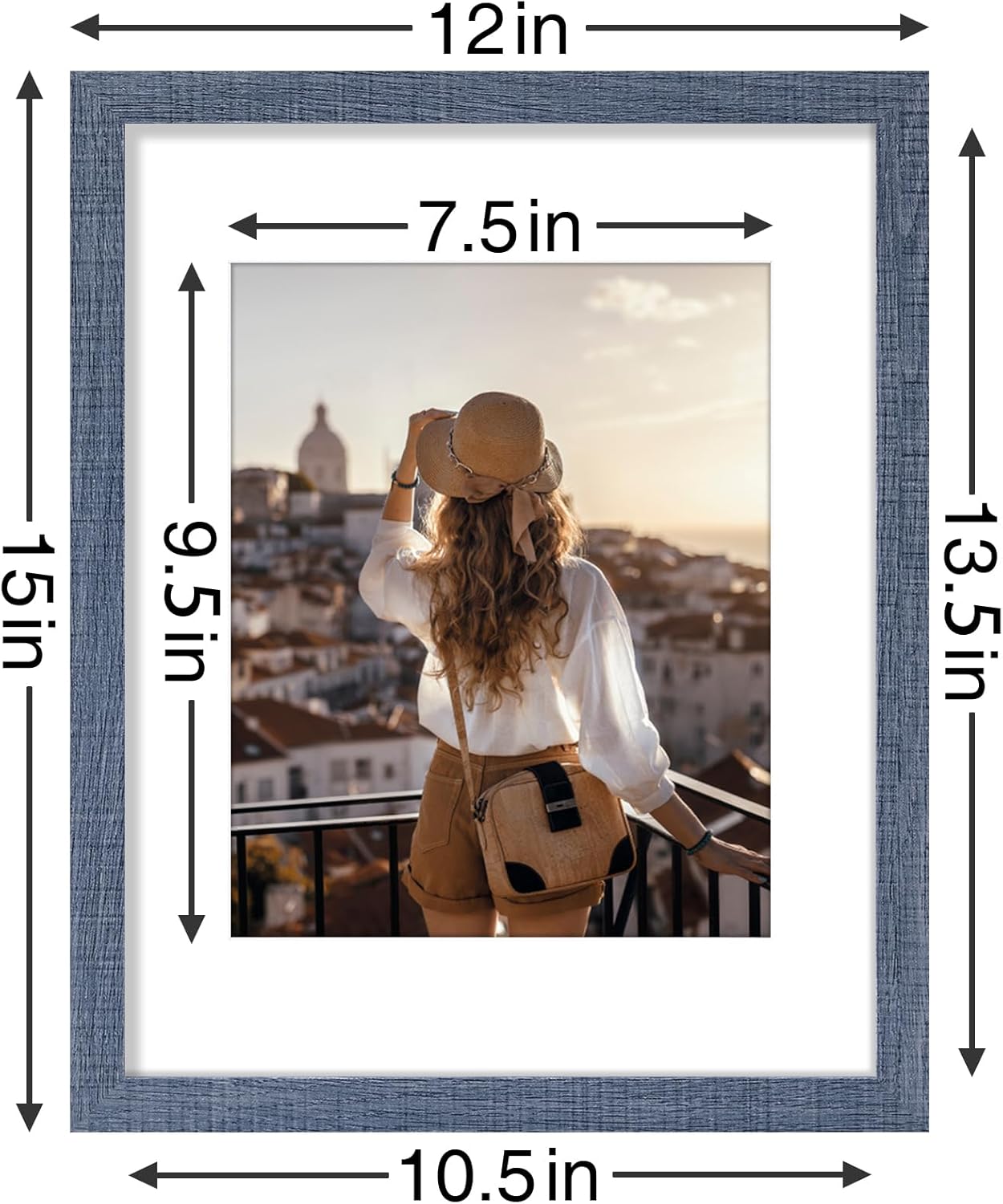 Vittanly 11x14 Picture Frames Set of 9, Shatter Resistant Plexiglass, Display 8x10 Pictures with Mat or 11x14 without Mat, Photo Frames for Wall or Tabletop, Engineered Wood, Navy