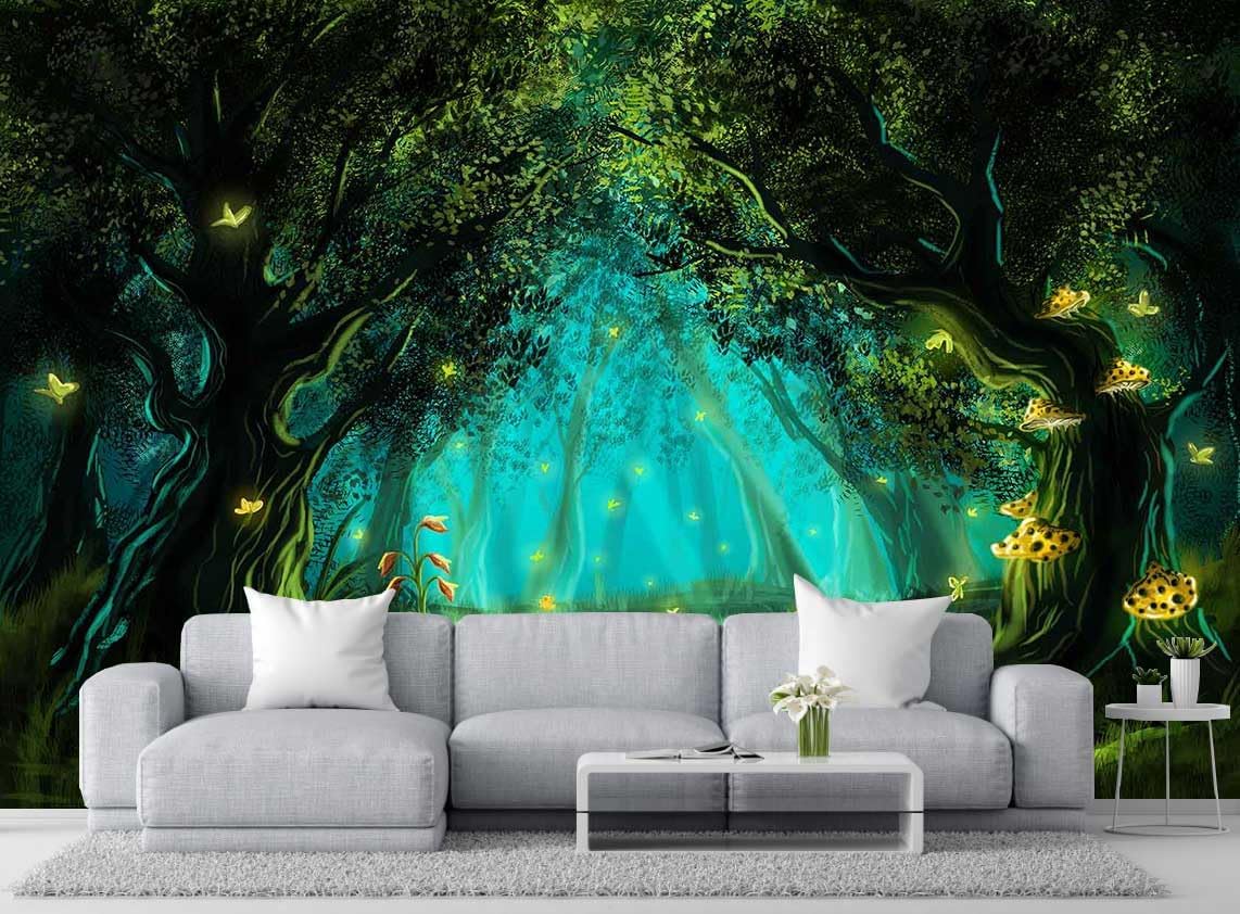 Fantasy Forest Wallpaper, Large Wall Background Mural for Living Room Sofa Background Wall Mural(Non-self-Adhesive)