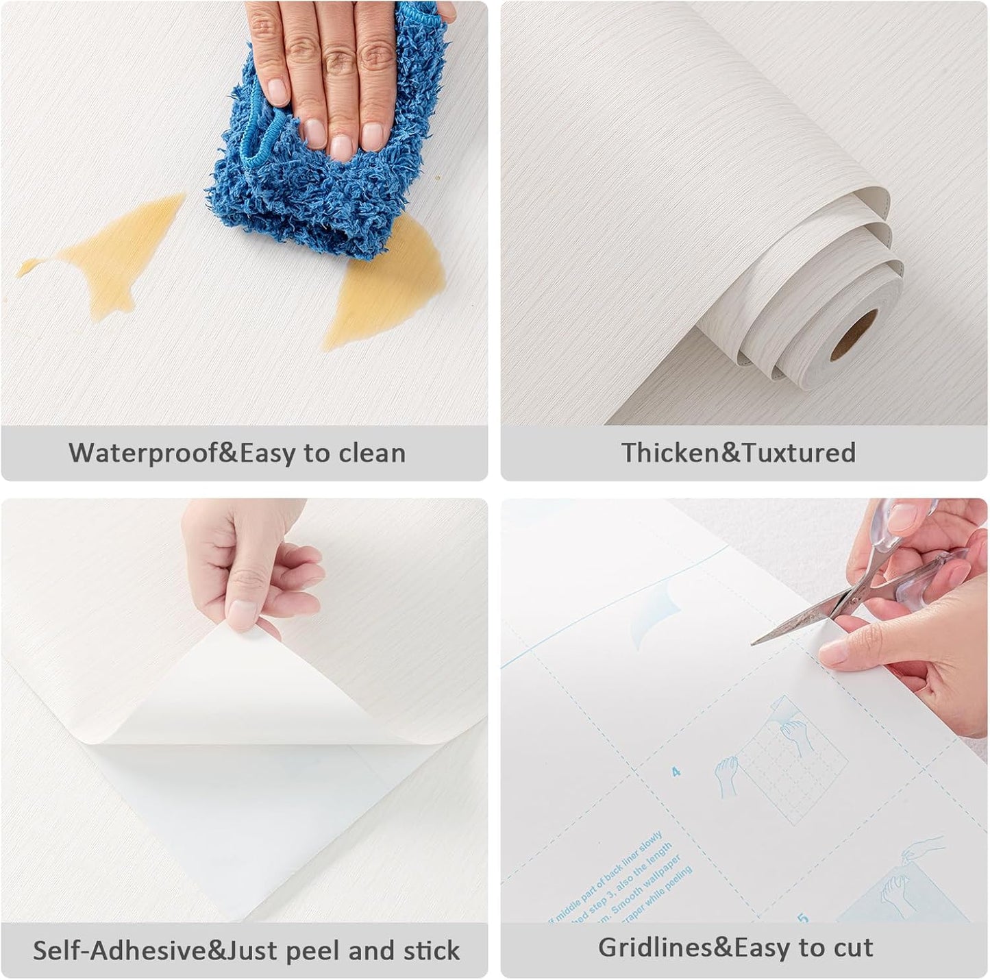 Grasscloth Peel and Stick Wallpaper 20.8"x394" Light Gray Thick Fabric Textured Linen Classic Faux Grassweave Neutral Removable Wallpaper Vinyl Film Roll for Home Use