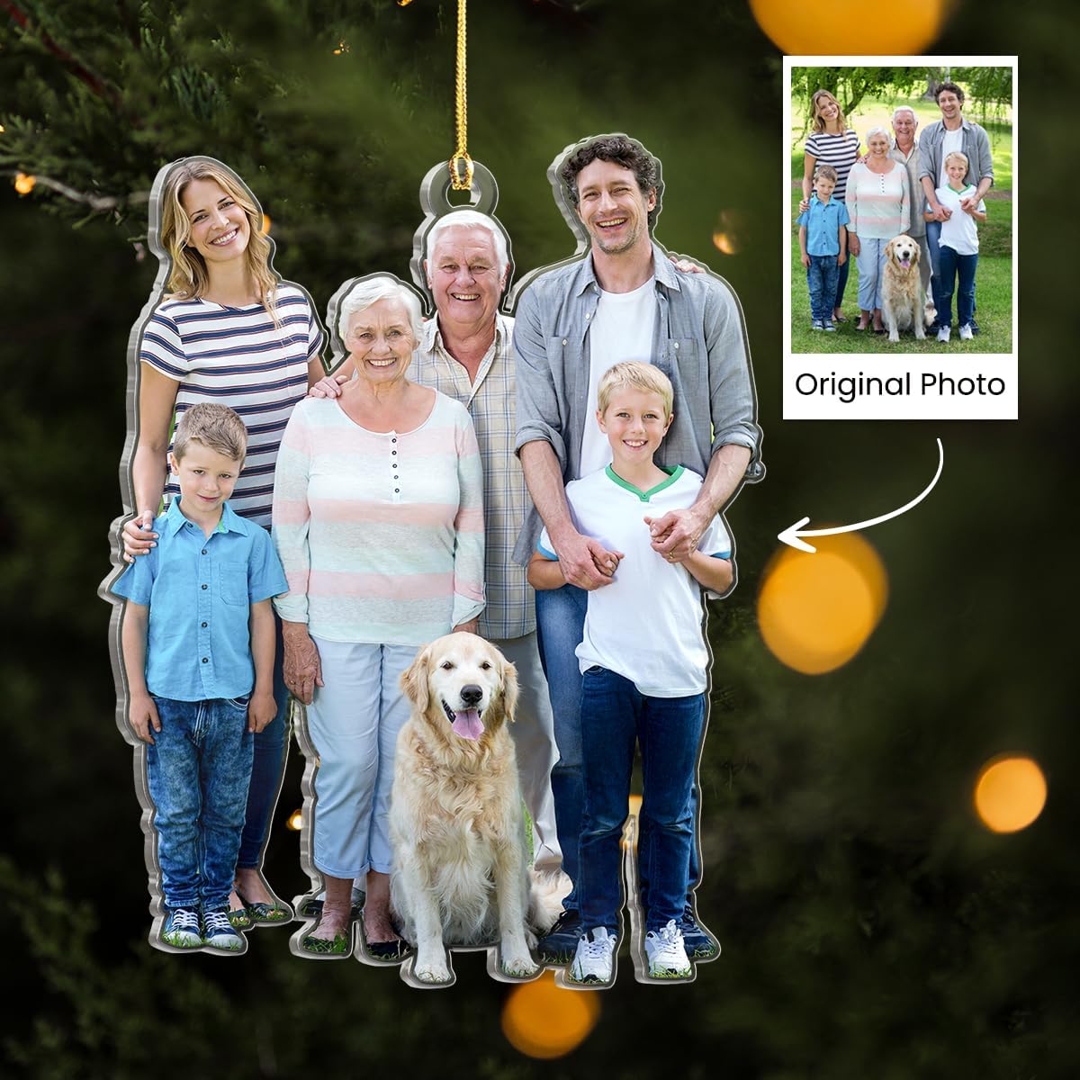 Personalized Custom Photo Acrylic Ornament - Christmas Hanging Decor for Family, Mom, Dad, Grandparents, Daughter, Son