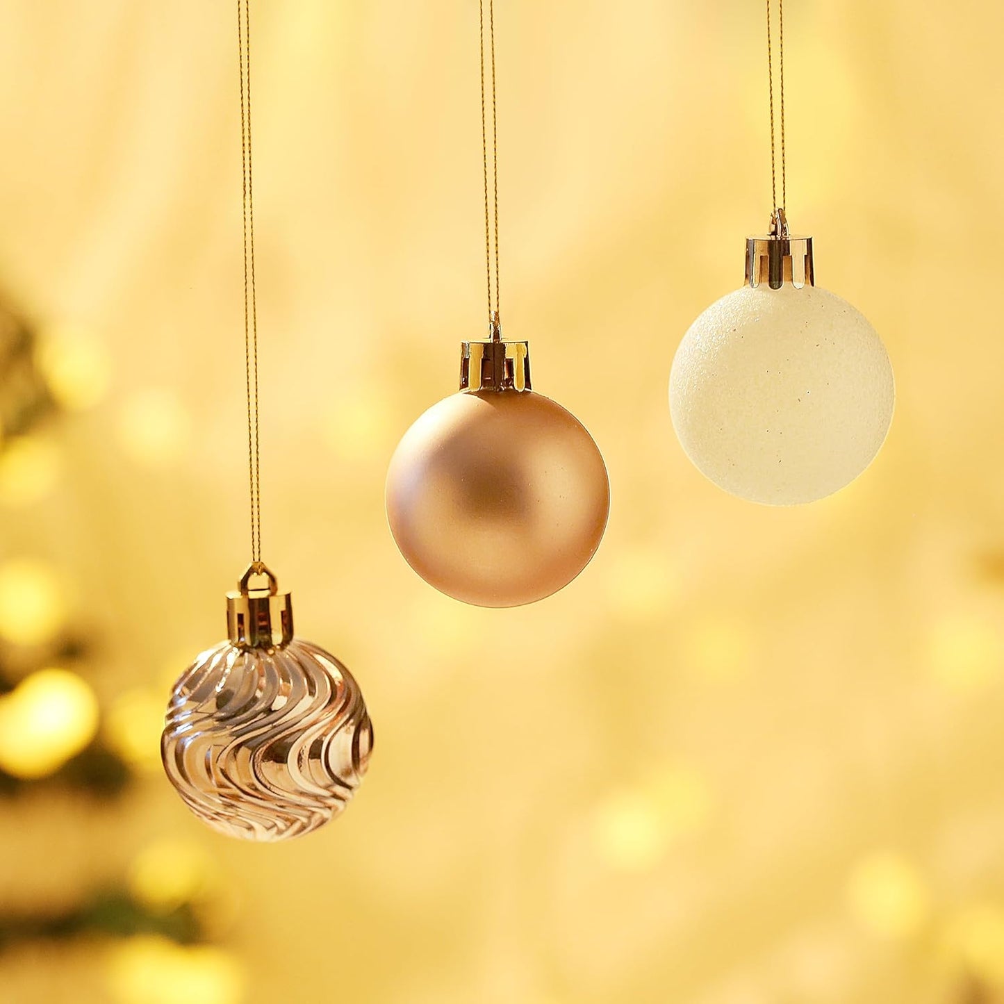 Christmas Ball Ornaments for Xmas Decorations,50 pcs Christmas Extra Large Tree Shatterproof Ornaments-Rose Gold (Combo of 5 Style in 3 Sizes)