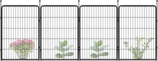 FXW Garden Fence Outdoor for The Yard – 40in(H) x 9.0ft(L) Heavy Duty Metal Animal Barrier for Dog and Rabbit, Decorative Dog Fence, 4 Panels, Black
