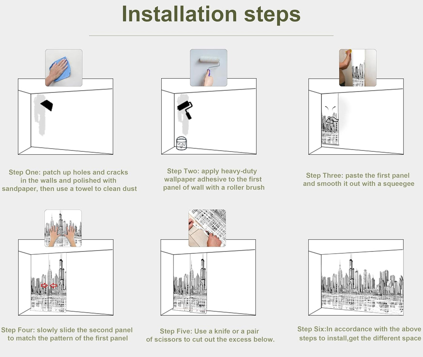 Black and White New York City Wall Mural Wallpaper for Bedroom Living Room(Not Peel and Stick)