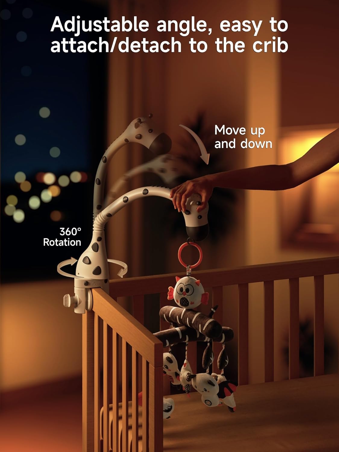 TUMAMA Baby Crib Mobile, Nursery Musical Mobile with Remote Control,Projection Night Light, Music and White Noise, Mute Spin Motor Nursery Sensory Toys for Infant 0 3 6 9 Month Newborn Xmas Gift