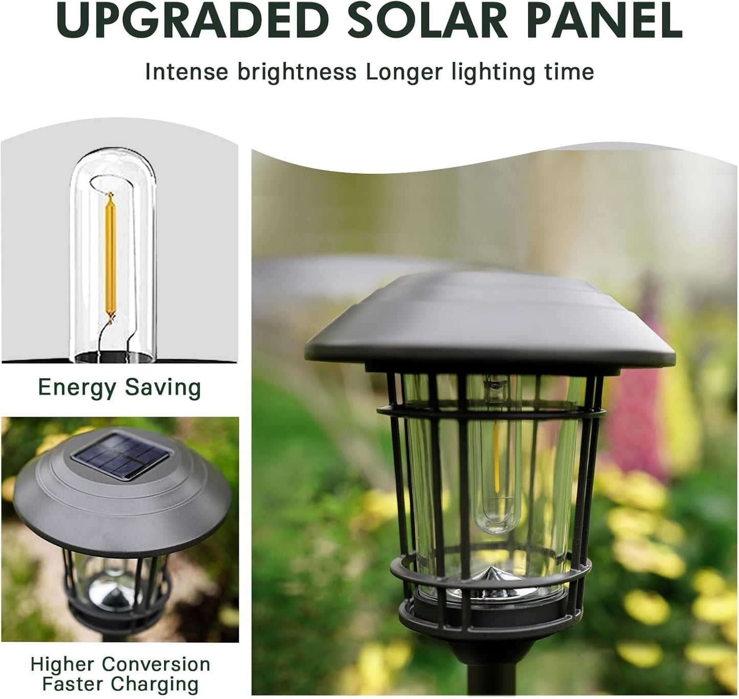 Grand patio Solar Outdoor Lights, 5 Pack, Glass Light Metal Pathway Light, Waterproof Landscape Lighting, Automatic Dusk and Dawn Sensor (Slate Gray)