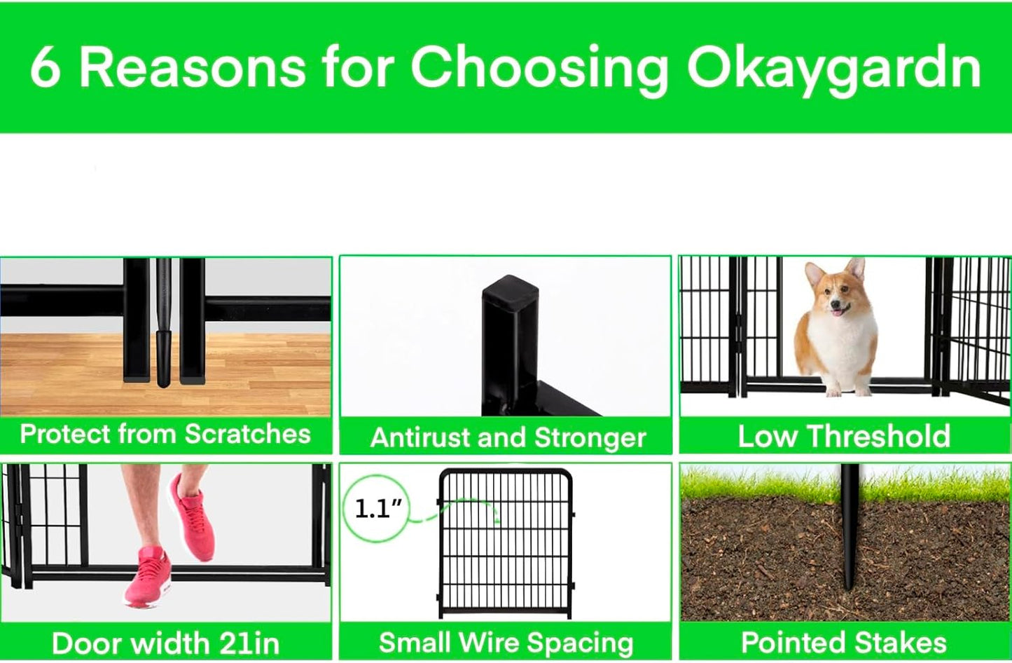 Garden Fencing 40 inch High, Dog Fence Outdoor for Yard, 21"Wide Low Threshold Gate,Heavy Duty Metal Fencing for Garden Beds, Animal Barrier Fence,Flowers Fences Border,4 Panels Total 8.9 Ft