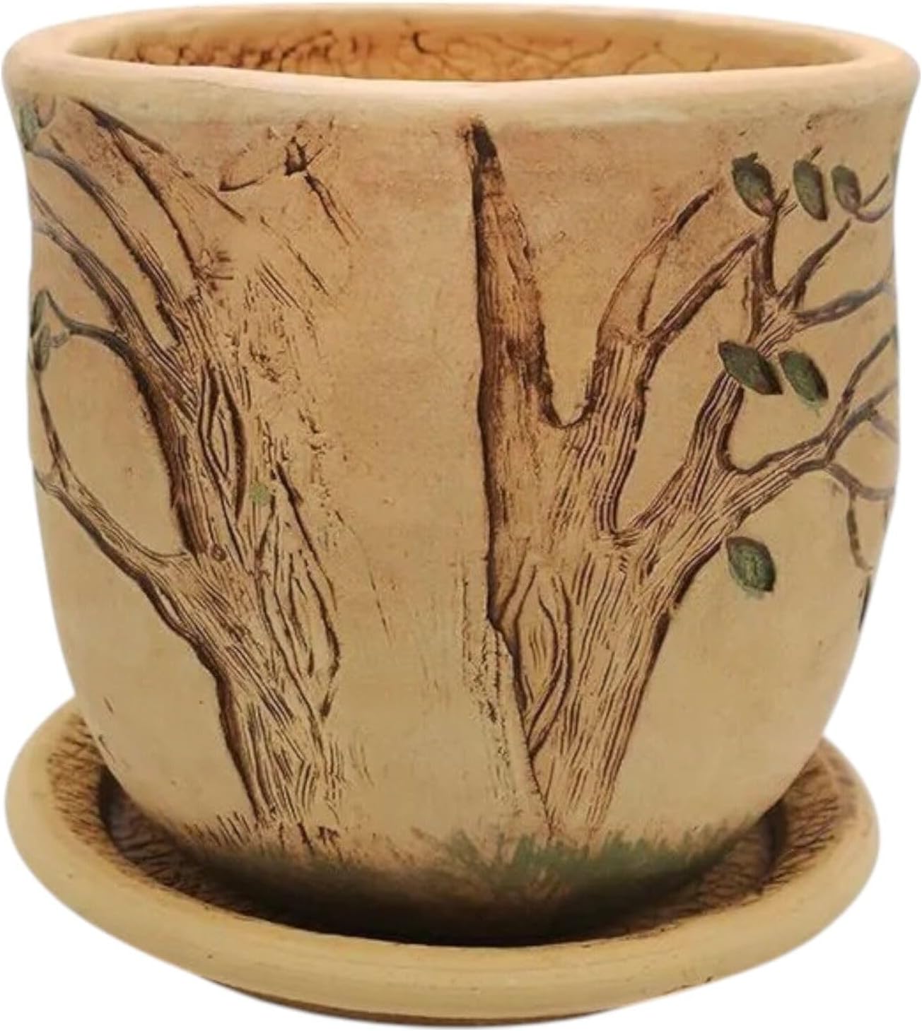 Ceramic Pot with Drainage Hole and Saucer, Plant Pots, Modern Decorative Planters for House Plants Indoor Flowers Plants, Cute Flower Pot - Gifts (Hedgehog (3 L))