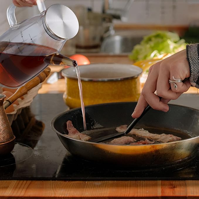 Large Glass Oil Dispenser Bottle for Kitchen Cooking Recipiente Para Aceite De Cocina Olive Oil Vinegar Dispenser Cruet Stainless Steel Lid No Drip Liquid Container (Grey, 27oz / 800ml)