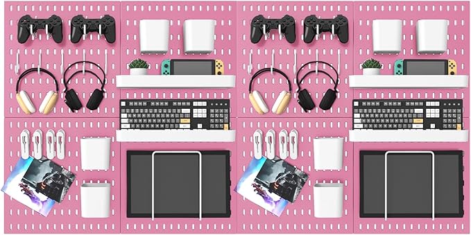 Pegboard Combination Kit, 25.2" x 50.4" Wall Mounted Storage Set with 8 Pegboards & 40 Accessories Hanging, Peg Boards Organizer