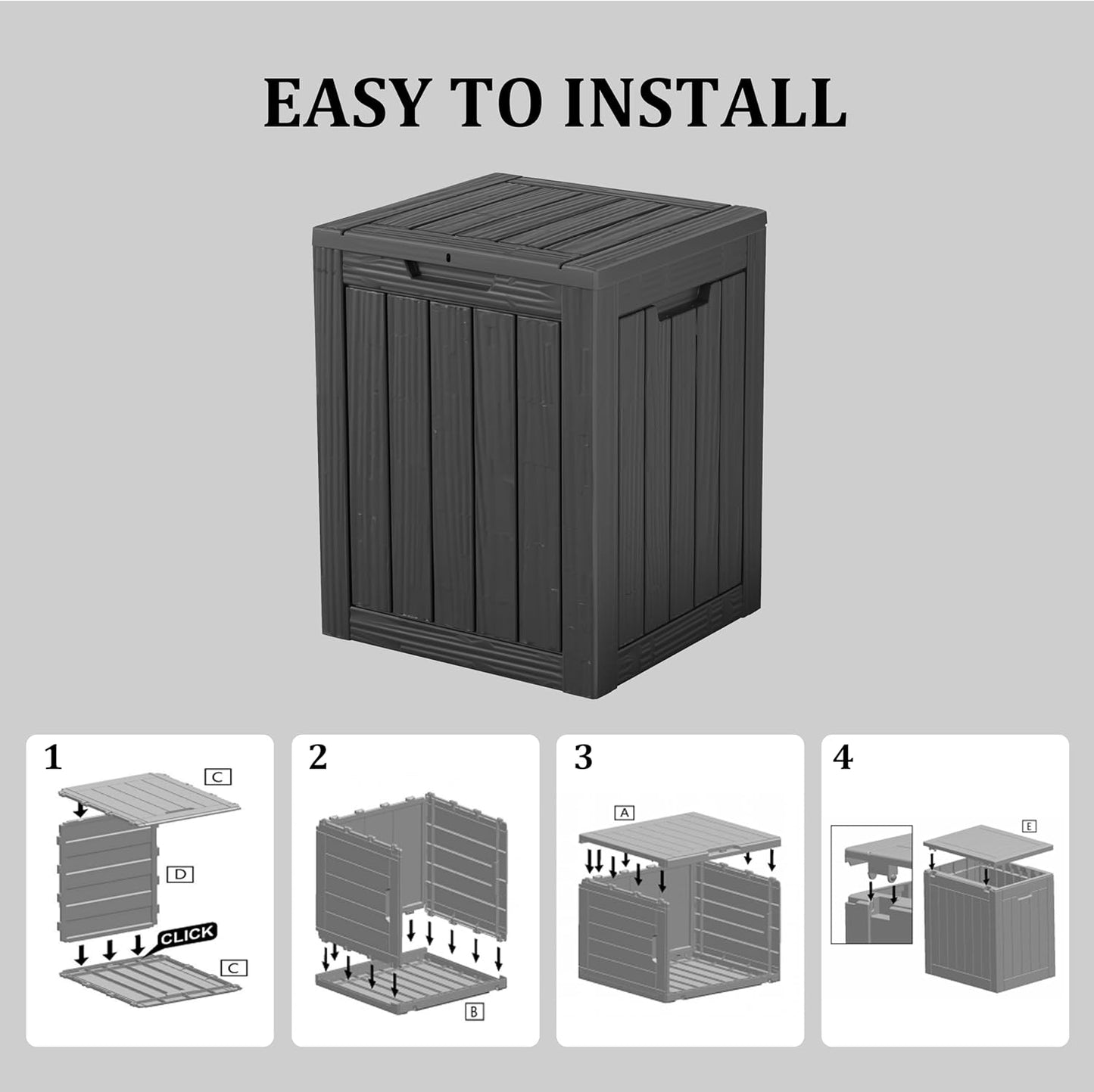 28 Gallon Double-Wall Resin Deck Box - Lockable Waterproof Outdoor Storage Box, 151lbs Capacity & Doubles as Seating for Patio Furniture - Garden Tools, Pool Accessories (Black)