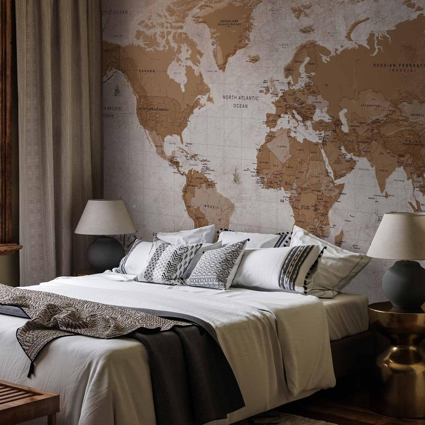 artgeist Wall Mural World Map 96x69 in - XXL Peel and Stick Self-Adhesive Wallpaper Removable Large Sticker Foil Wall Decor Print Picture Image Design Map of The World k-A-0108-a-a