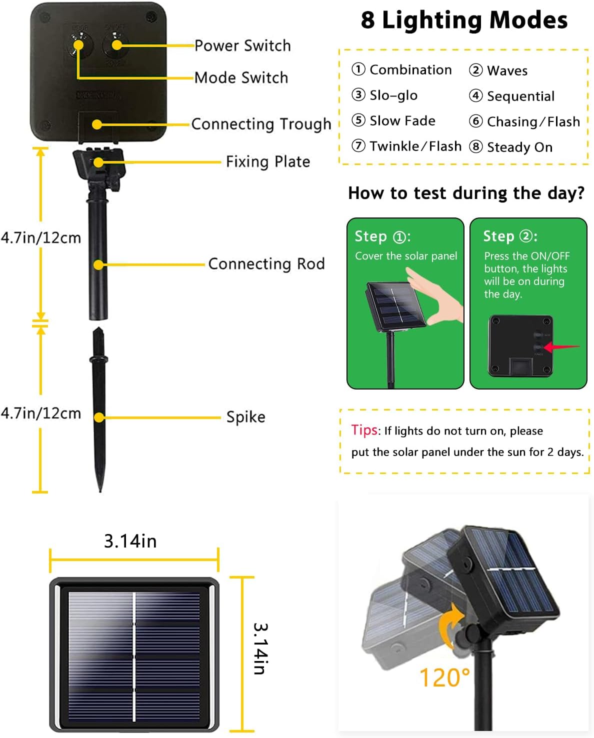 6 Pack 600 LED Solar String Lights for Outside, Solar Christmas Lights Outdoor with 8 Lighting Modes, Waterproof Green Wire Solar Powered Tree Light for Xmas Party Yard Garden Decorations (Warm White)