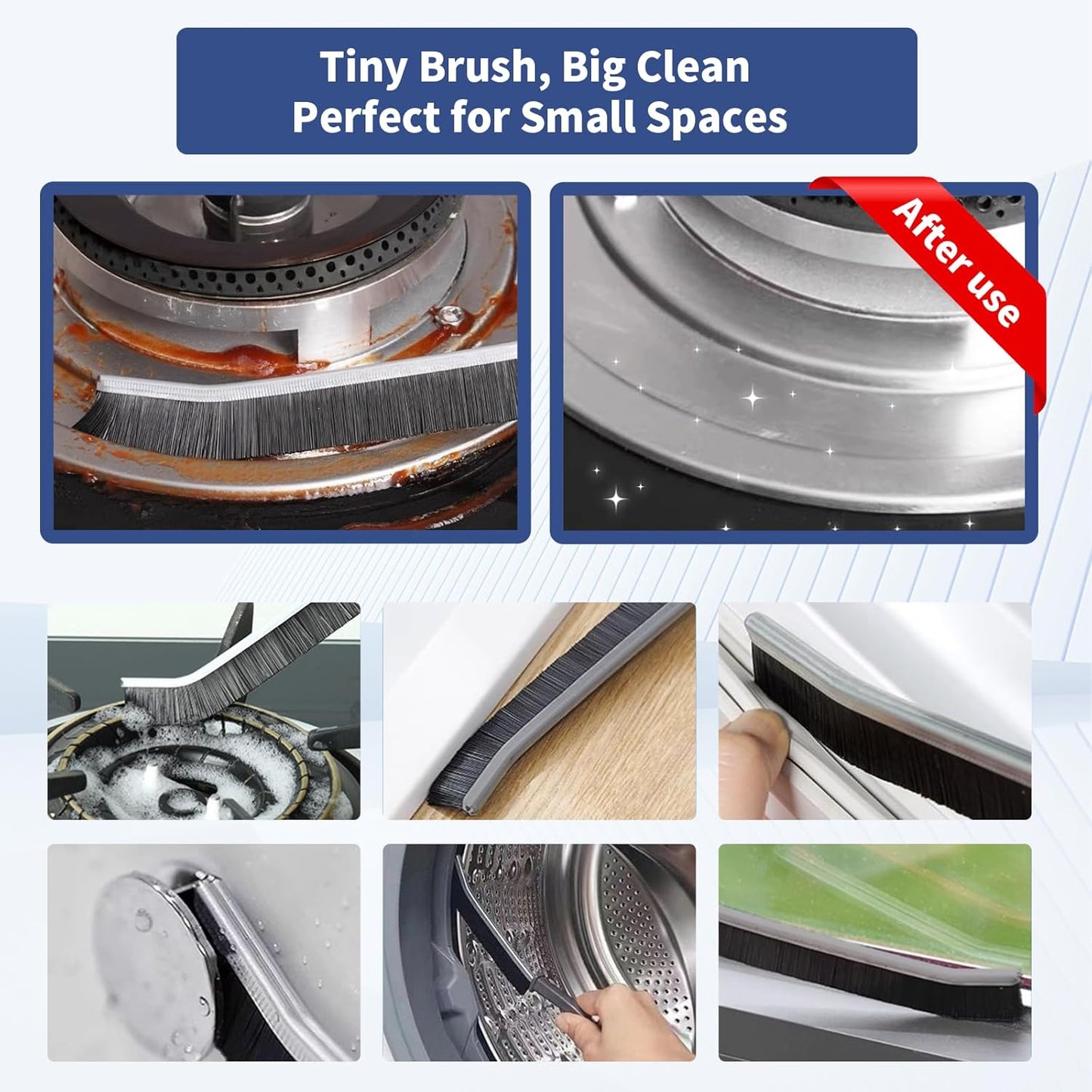 3 Pcs Cleaning Brushes for Household - Crevice Brush for Scrub Small Spaces, Toilet Cleaning Tool with Comfortable Grip, Long&Firm Bristle for Shower Tile Grout, Sinks Gap, Window Tracks, Hinges