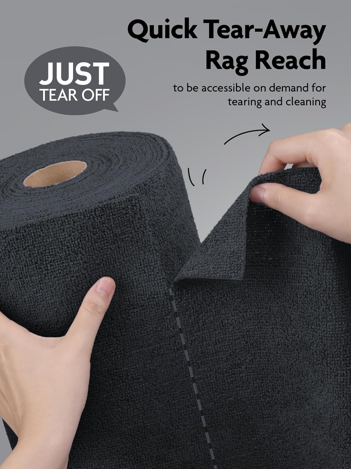 Fantasticlean Microfiber Cleaning Cloth Roll -75 Pack, Tear Away Microfiber Towels, 12" x 12", Reusable, Washable, Scratch Free, Ultra Absorbent Dish Rags for Car, Home, Garage or Shop (DimGray)