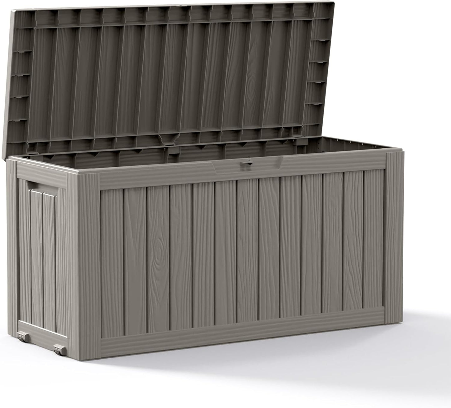 DRATO 75 Gallon Deck Box, Waterproof Resin Large Outdoor Storgae Box for Patio Furniture, Patio Cushions, Gardening Tools, Pool and Sports Supplies, Lockable