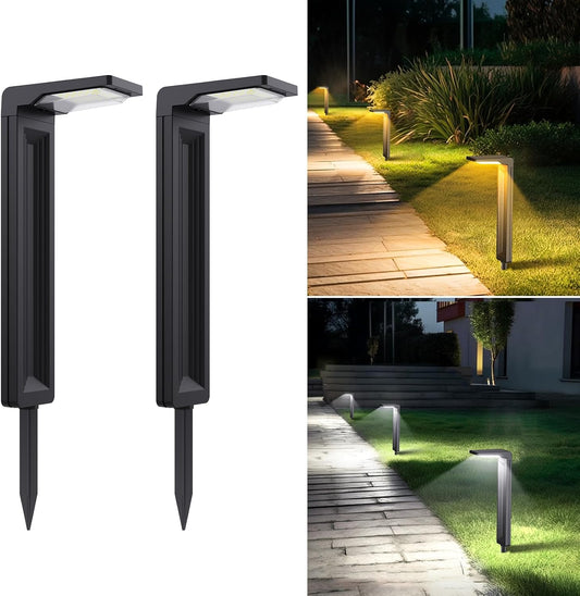 Sunvivo Solar Pathway Lights,2 Modes(Cool White or Warm White),Bright Solar Path Lights Outdoor Waterproof,Perfect Elegant Guide Light or Deco for Yard,Garden,Lawn,Sideway,Driveway,Walkway (2Pack)