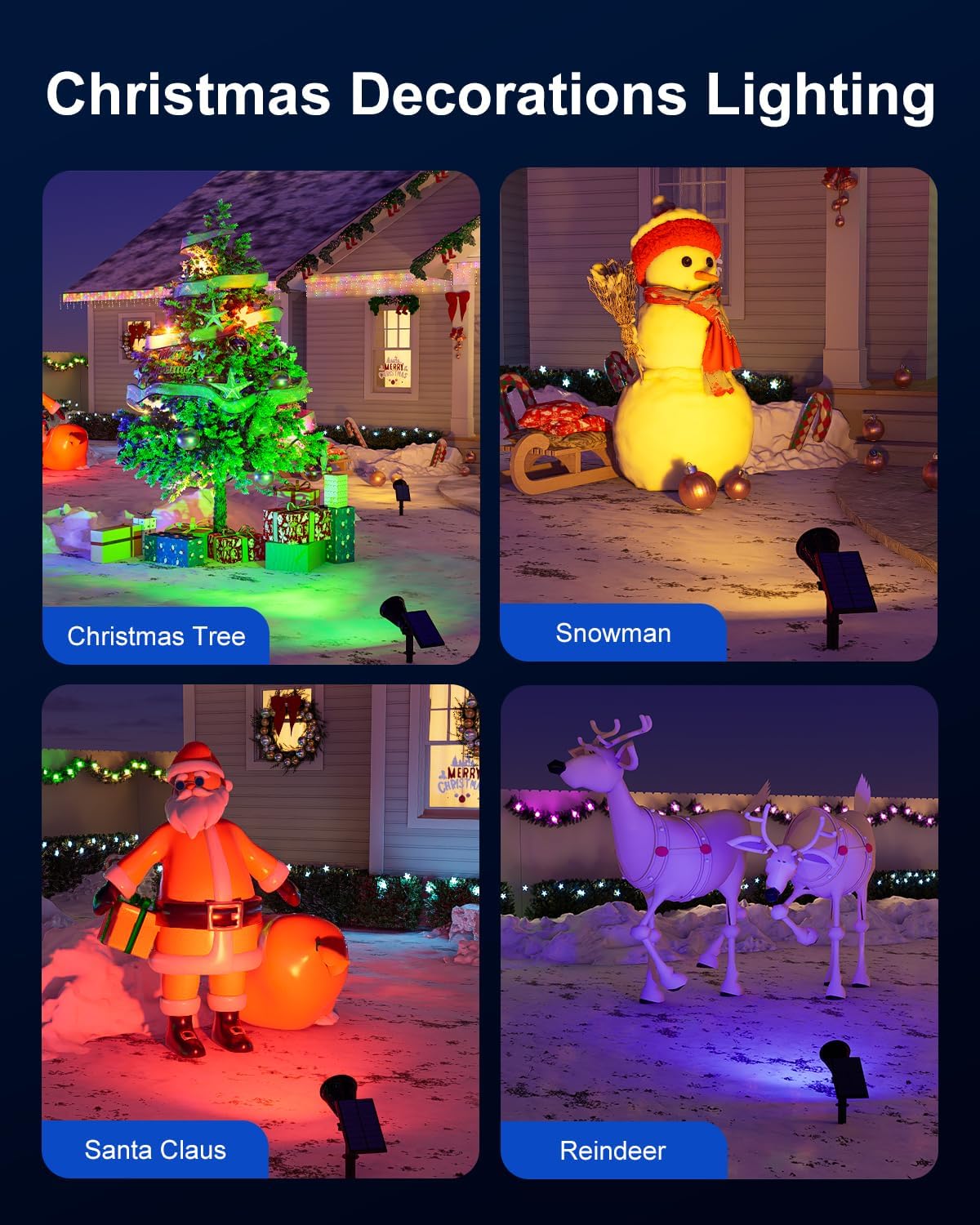 2 Pack Color Changing Solar Spotlights Outdoor for Halloween Decorations, Skeletons, Tombstones, Pumpkin, Waterproof Solar Landscape Spot Lights Uplighting for Outside House, Yard, Garden, Pathway