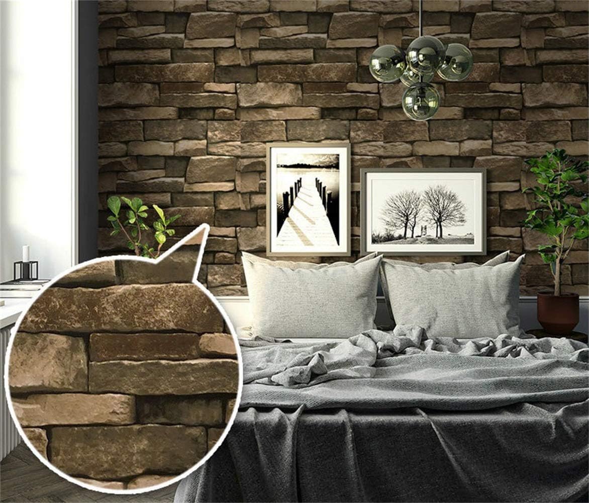 TUOKING Peel and Stick Stone Wallpaper Self-Adhesive Removable Wallpaper Home Decoration for Bedroom, Kitchen 17.7 in x 32 ft, Stone Brick