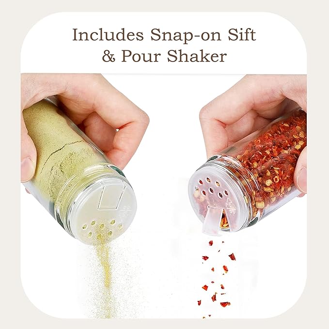 WelFurGeer Bamboo Spice Rack Organizer for Countertop, Revolving Spice Shelf with 20 Glass Jars, Lids & Labels, Desktop Rotating Seasoning Organizer for Kitchens, Space-Saving Design