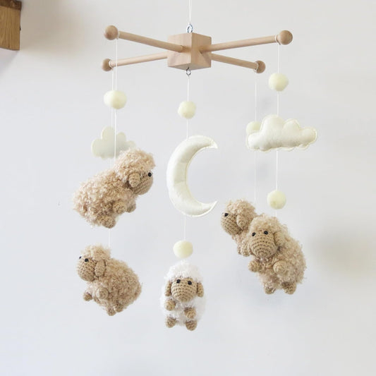 Sheep Crib Mobile Neutral Baby Mobile for Crib Sheep Baby Crib Mobile for Girls Boys Boho Nursery Baby Mobile for Bassinet