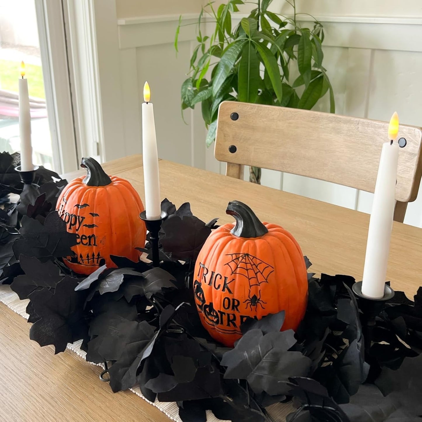 CQURE 3 Pack Black Fall Leaf Garland,Total 17.7t Halloween Garland Hanging Vines Artificial Fall Maple Leaves Thanksgiving Decor for Home Wedding Fireplace Christmas