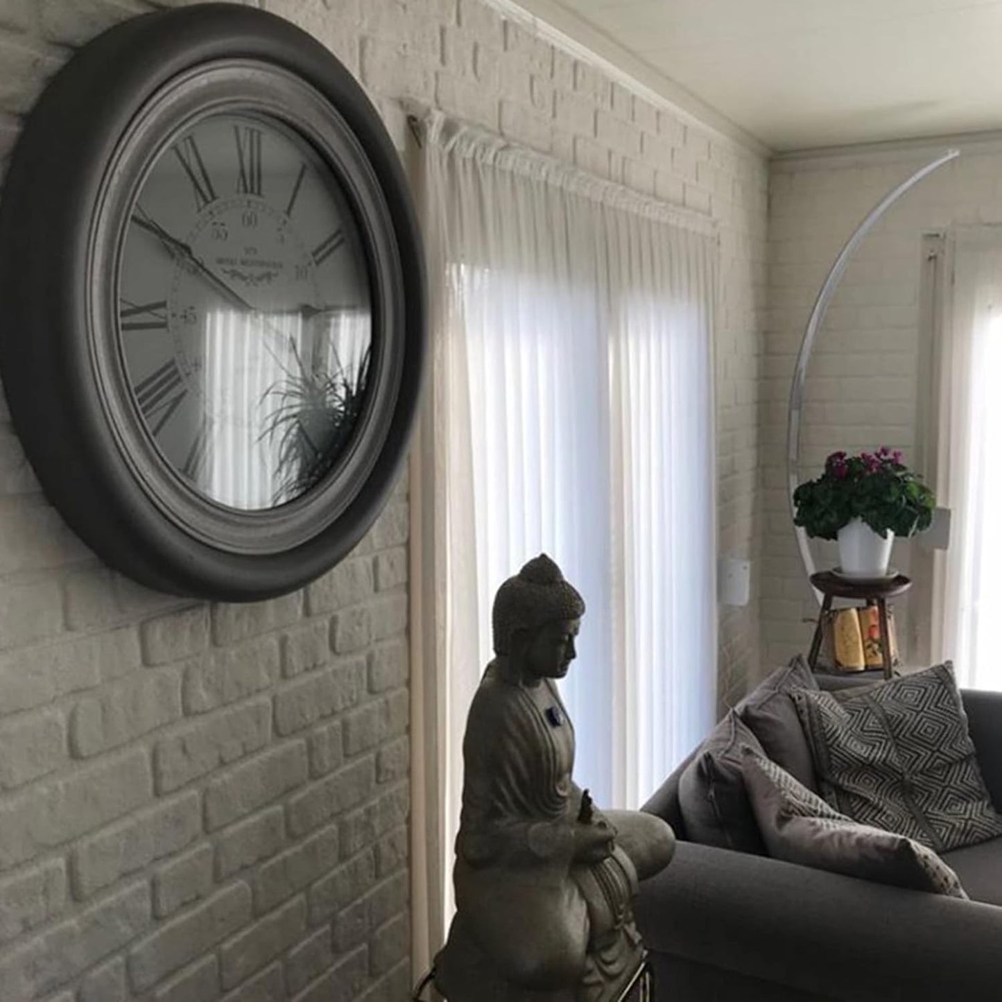 Dundee Deco 3D Wall Panels Faux Brick - Cladding, White Stone Look Wall Paneling, Styrofoam Facing for Living Room, Kitchen, Bathroom, Balcony, Bedroom, Set of 10, Covers 53 sq ft