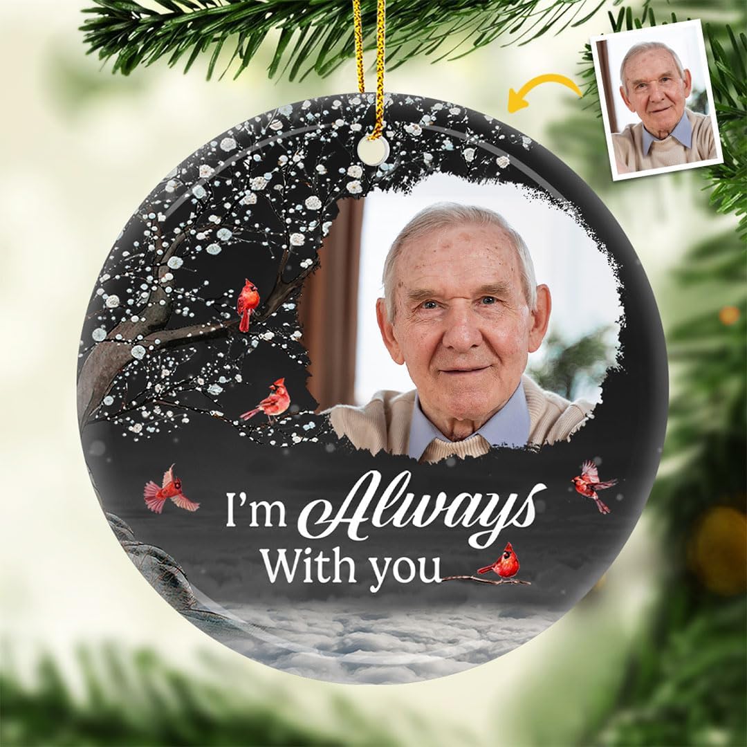 Pawfect House Custom Photo 2D Ceramic Ornament, Personalized Christmas Memorial Sympathy Gifts for Family Members, I Hold You Tightly Within My Heart, Memorial Ornaments, Christmas Tree Decorations