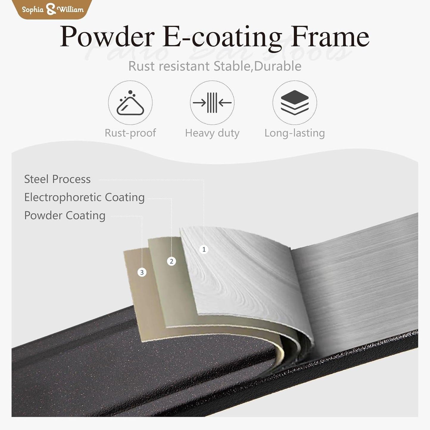 Sophia & William Outdoor Bar Set, Patio Bar Table and Chairs Set, Bar Height Patio Set - 2 x Swivel Bar Chairs(Grey), 1 x Square Bar Table(Wood-Like)