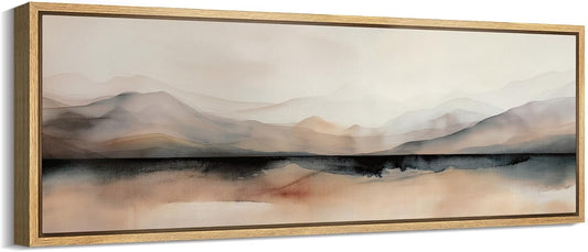 MUDECOR Large Framed Canvas Print Wall Art Abstract Mountain Hues Modern Minimalist Landscape Antique Retro Fine Art Illustrations Decorative Colorful for Bedroom - 60"x20"