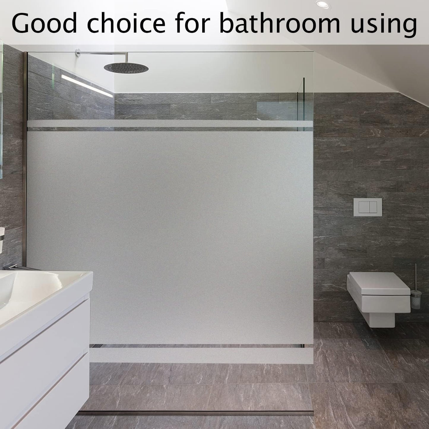 HIDBEA Frosted Window Privacy Film Heat Control UV Blocking, Static Cling Non-Adhesive Reusable Door coverings for Bathroom Home Office (Frosted 45.2 Inch x 13.1 Feet)