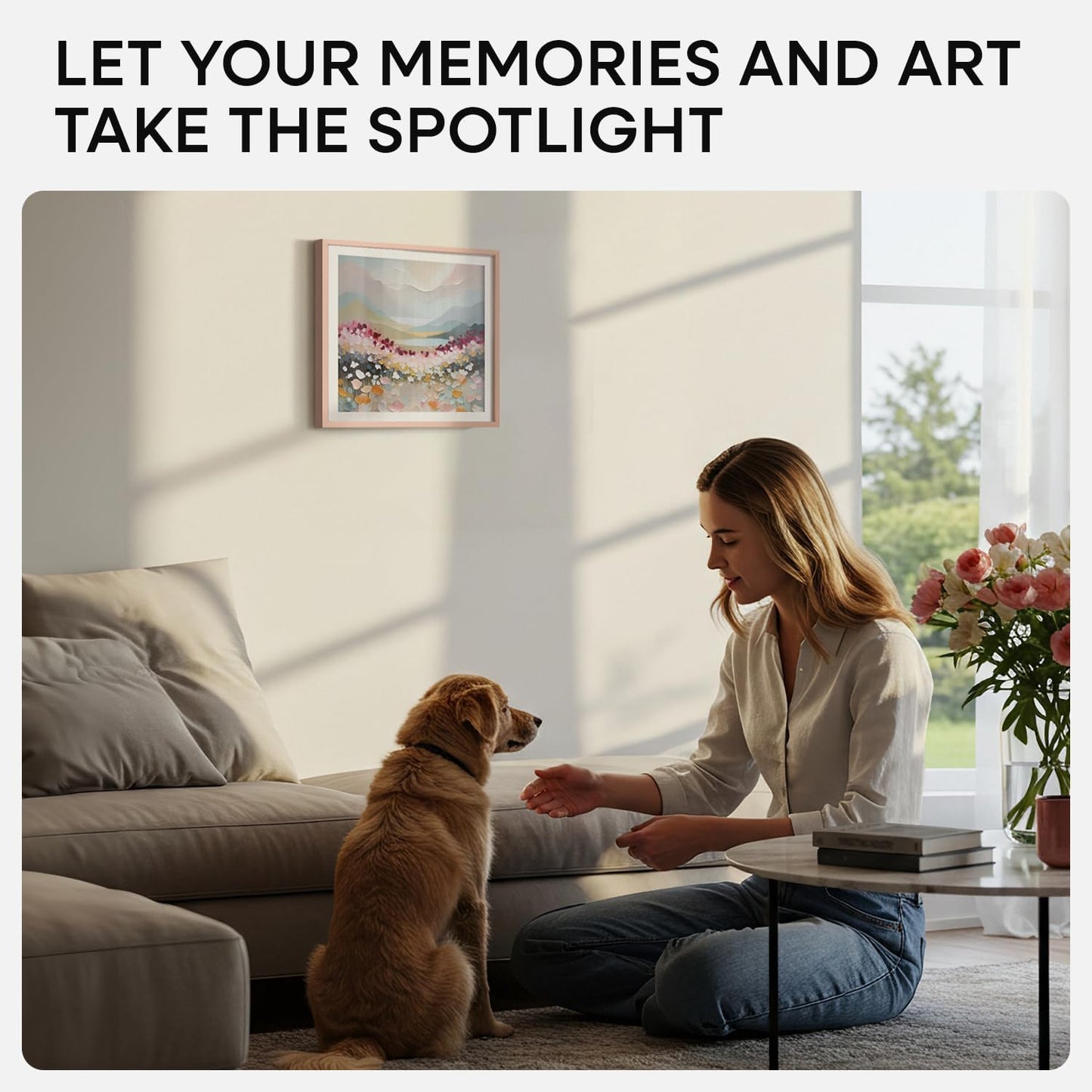 Homeforia 11x11 Rose Gold Picture Frame, High End Metal 11 by 11 Square Frames with Mat 9 x 9 Photo, 11by11 Poster Frame Matted to 9x9 inch Art, Wall Hanging Frames, Tempered Glass, Wall Kit, Set of 1