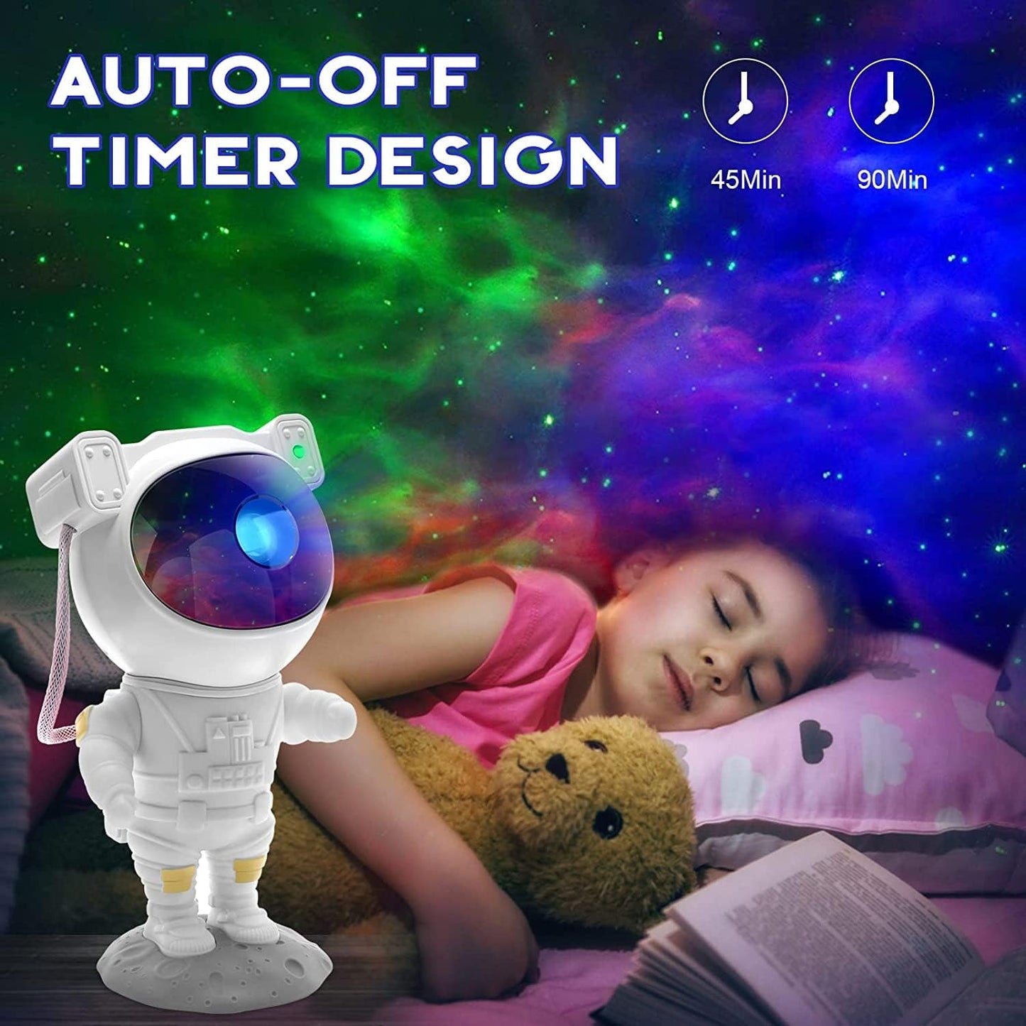 SFOUR Astronaut Galaxy Projector Night Light，Lights for Bedroom,Kids Room Decor Aesthetic, Adjustable Head Angle,Gift for Kids Adults Home Party Ceiling Decor，Christmas Gift