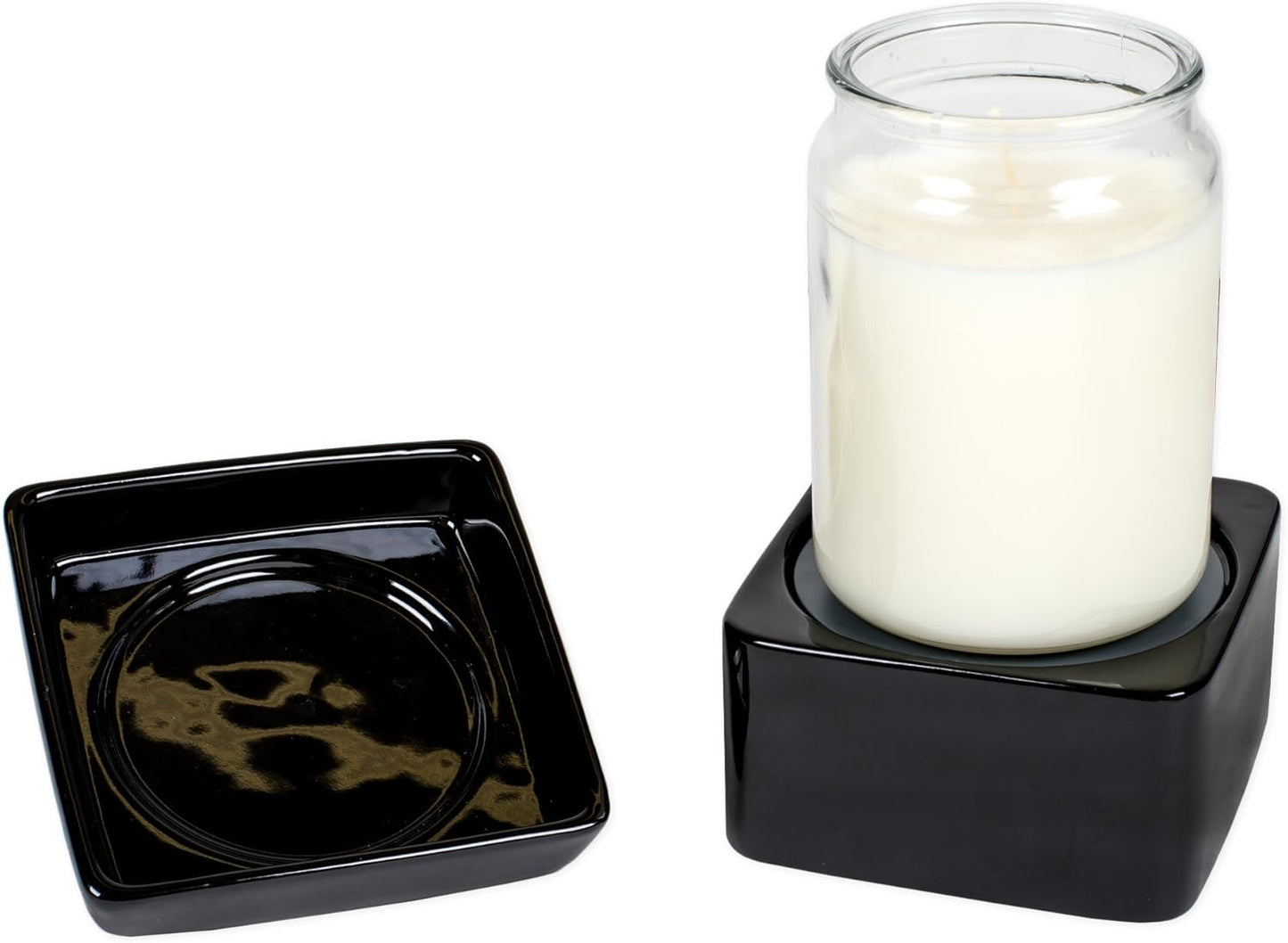 Elanze Designs Black Candle Warmer Black Stoneware Electric 2-in-1 Jar Candle and Wax Tart Oil Warmer