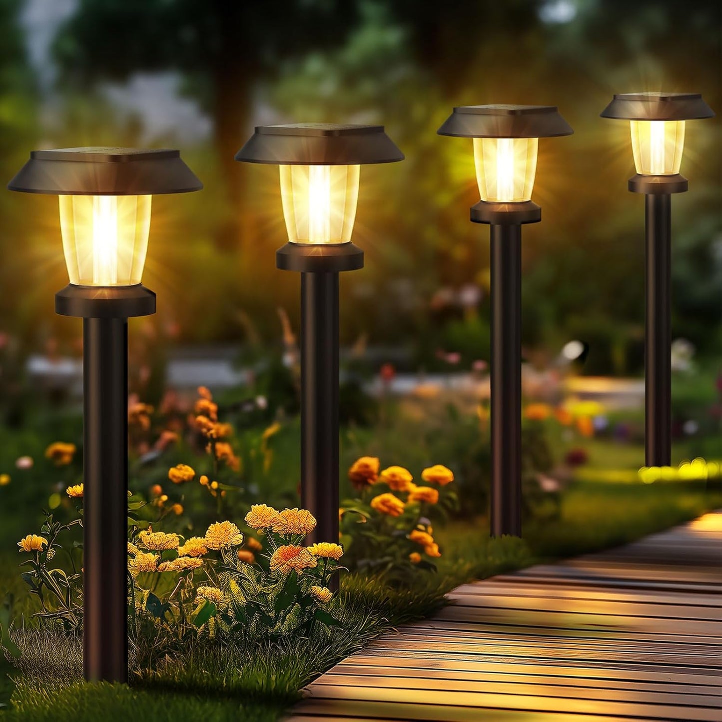 ALEPOD Solar Pathway Lights Outdoor - 8 Pack Solar Powered Garden Lights Waterproof, Decor Landscape Lighting with Three Lighting Modes for Yard, Lawn, Walkway, Driveway, Warm White