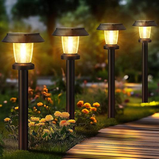 ALEPOD Solar Pathway Lights Outdoor - 12 Pack Solar Powered Garden Lights Waterproof, Decor Landscape Lighting with Three Lighting Modes for Yard, Lawn, Walkway, Driveway, Warm White
