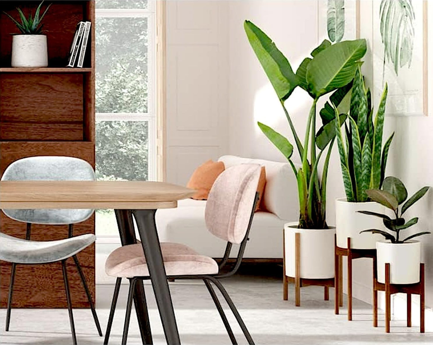 Fox & Fern Matte White Plant Pots with Drainage Plug (Set of 3) — Premium Lightweight Fiberstone 8, 10, and 12 Inch Planters for Indoor and Outdoor Use; Weather Resistant & UV Resistant