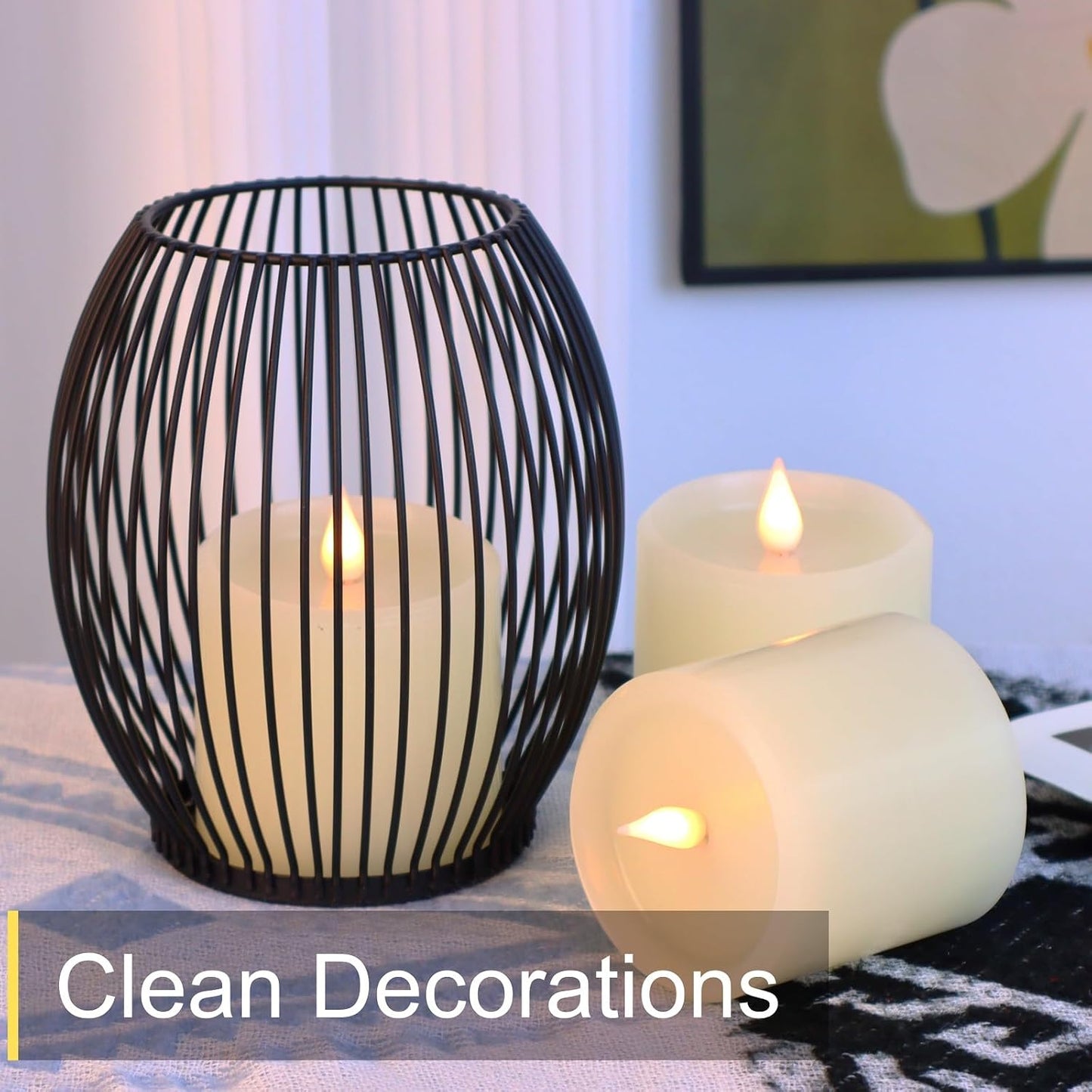 Flameless Candles Battery Operated with Remote Timer, 3D Moving Flame Flickering, Last 600+ Hours Battery Candles, Set of 3 Ivory Real Wax Electric LED Candle, 3" x 3"