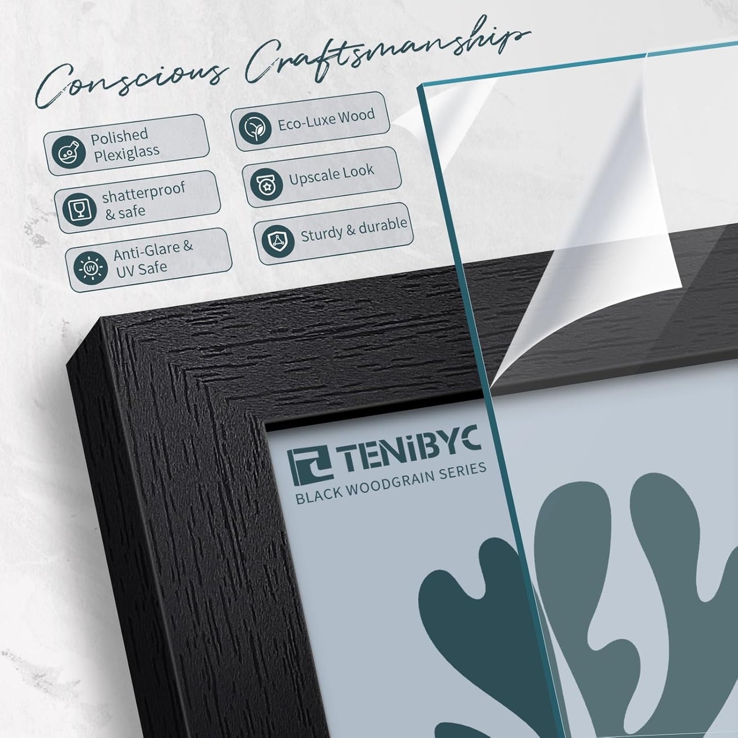 16x24 Poster Frame 3 Pack - Black, Textured Solid Wood Picture Frame, Wall Gallery Photo Frame